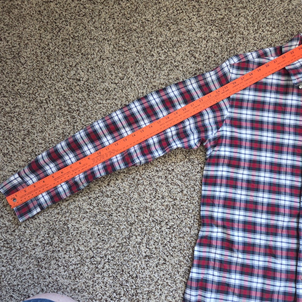 Ralph Lauren Custom Fit Plaid Button Down Shirt Mens Large Red White Blue Preppy - Picture 2 of 6